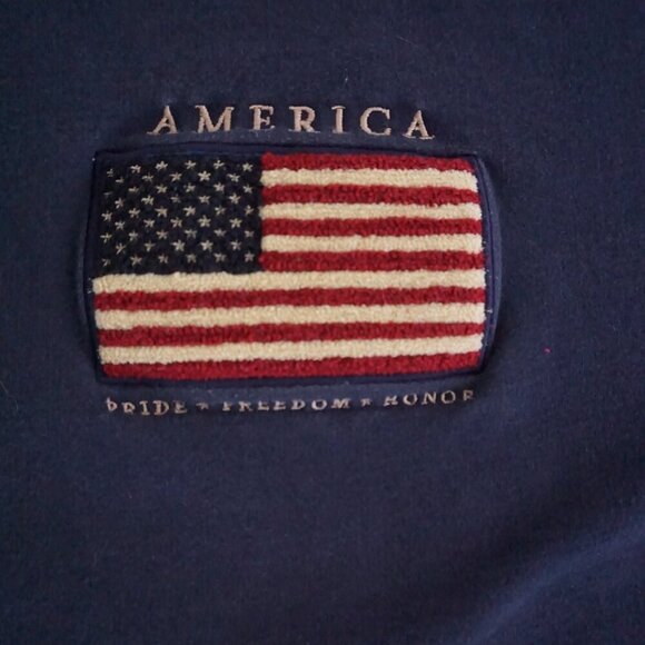 Vtg '90S C & B Sport Navy Patriotic America Freedom Cotton Crewneck Sweater XL - Picture 5 of 9